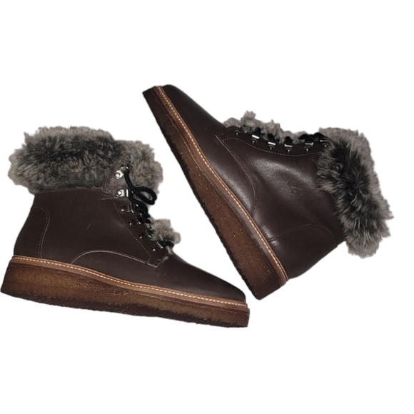 Botkier Winter Leather Lace Up Boots with Faux Fur - Picture 7 of 16